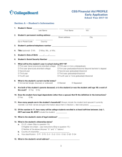 CSS/Financial Aid PROFILE