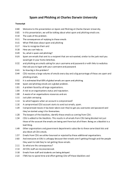 Spam and Phishing at Charles Darwin University