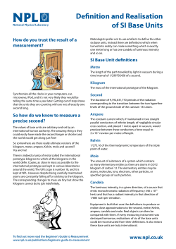 Definition and Realisation of SI Base Units
