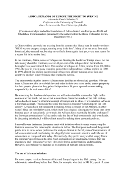 AFRICA DEMANDS OF EUROPE THE RIGHT TO SURVIVE