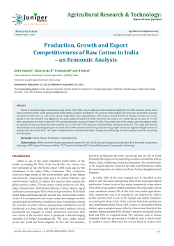 Production, Growth and Export Competitiveness of Raw Cotton in