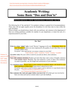 Academic Writing: Some Basic “Dos and Don`ts”