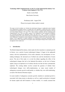 Technology-Skill Complementarity on the Eve of the Industrial