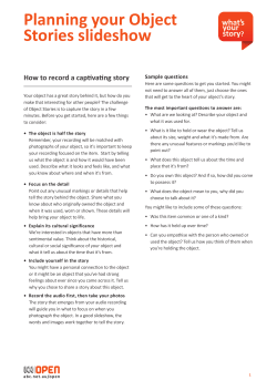 Planning your Object Stories slideshow