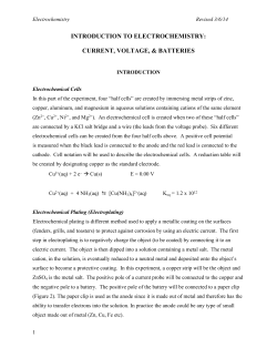 INTRODUCTION TO ELECTROCHEMISTRY: CURRENT, VOLTAGE
