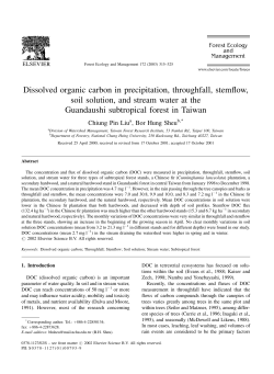 Dissolved organic carbon in precipitation, throughfall, stemflow, soil