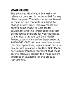 Owners Manual - Snappy Popcorn