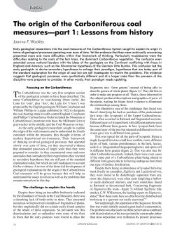 The origin of the Carboniferous coal measures&mdash;part 1: Lessons