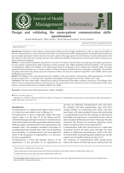 Design and validating the nurse-patient communication skills
