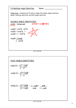 5.4 Multiple-Angle Identities Name