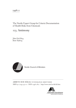 The Nordic Expert Group for Criteria Documentation of Health Risks