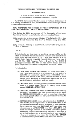 the corporation of the town of richmond hill by-law no. 95