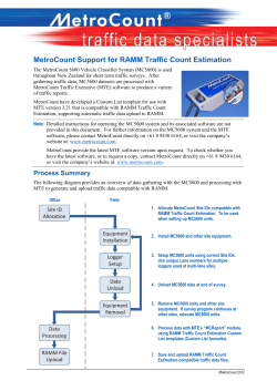 MetroCount Support for RAMM Traffic Count Estimation