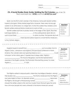 Ch. 4 Social Studies Study Guide: Building the First Colonies (pgs