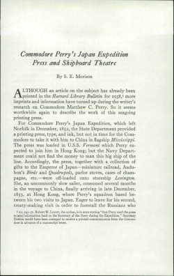 Commodore Perry V Japan Expedition Press and Shipboard Theatre