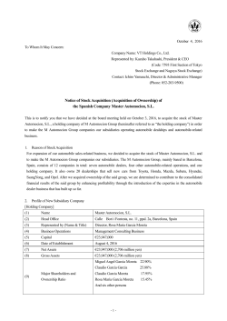 Notice of Stock Acquisition of the Spanish Company Master