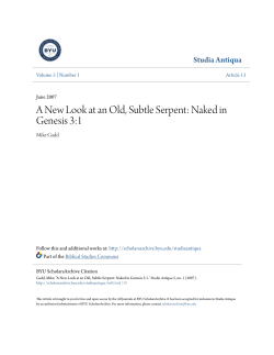 A New Look at an Old, Subtle Serpent: Naked in Genesis 3:1