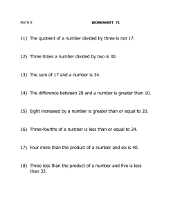 11) The quotient of a number divided by three is not 17. 12) Three