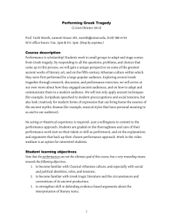 1 Performing Greek Tragedy CLS164 (Winter 2013)