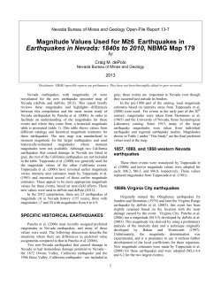 Magnitude Values Used for M&ge;6 Earthquakes