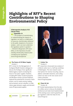 Highlights of RFF`s Recent Contributions to Shaping Environmental