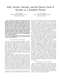 Science of Security SoK - School of Computer Science