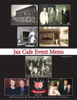 Jax Cafe Event Menu