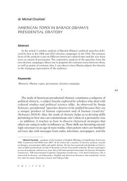 american topoi in barack obama`s presidential oratory