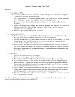 Semester Midterm Exam Study Guide Overview: 1. Multiple Choice
