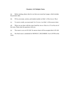 Chemistry 142 Multiple Choice