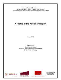 A Profile of the Kootenay Region