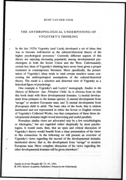 THE ANTHROPOLOGICAL UNDERPINNING OF VYGOTSKY`S