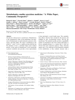 Metabolomics enables precision medicine: &ldquo;A White Paper