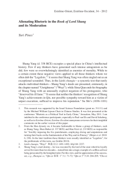 Alienating Rhetoric in the Book of Lord Shang and its Moderation