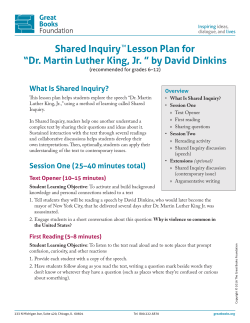 Shared Inquiry Lesson Plan for &ldquo;Dr. Martin Luther King, Jr. &rdquo; by David