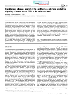 Cyanide is an adequate agonist of the plant hormone ethylene for