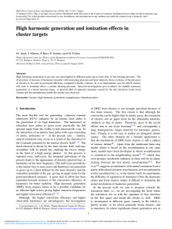 High harmonic generation and ionization effects in cluster targets