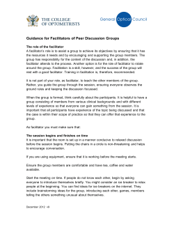 Guidance for Facilitators of Peer Discussion Groups