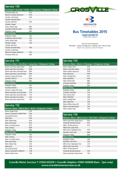 Bus Timetables 2015 - Crosville Motor Services