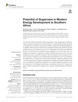 Potential of Sugarcane in Modern Energy Development in Southern