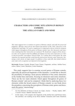 CharaCters and ComiC situations in roman Comedy: the atellan