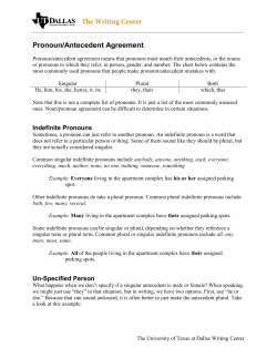 Pronoun/Antecedent Agreement - The University of Texas at Dallas