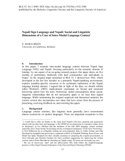 Nepali Sign Language and Nepali: Social and Linguistic