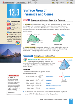 12.3 Surface Area of Pyramids and Cones