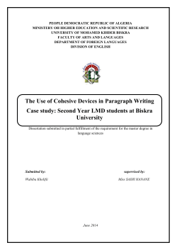 The Use of Cohesive Devices in Paragraph Writing Case study