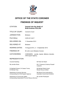 Coronial findings - Brett Andrew Pollini