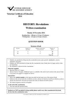 2014 History: Revolutions Written examination