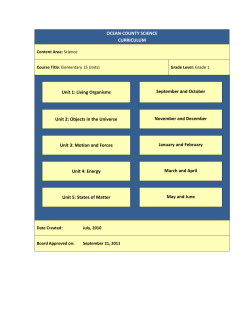 OCEAN COUNTY SCIENCE CURRICULUM Unit 1: Living