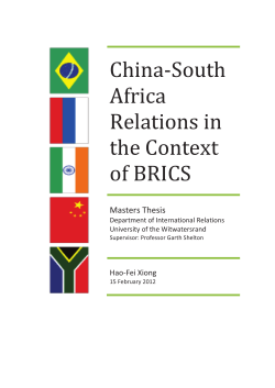 China-South Africa Relations in the Context of BRICS