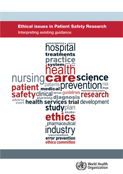Ethical issues in Patient Safety Research